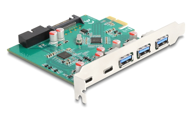 90109 DELOCK κάρτα επέκτασης PCIe x1 σε 3x USB/2x USB-C/19-pin 90109, 5Gbps - Image 1