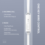 CELEBRAT earphones με μικρόφωνο G19, 3.5mm σύνδεση, Φ10mm, 1.2m, μαύρα - Image 3