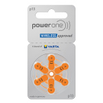 POWER ONE μπαταρίες ακουστικών βαρηκοΐας P13, mercury free, 1.45V, 6τμχ
