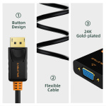 CABLETIME αντάπτορας DisplayPort σε VGA AV586, 1080p/60Hz, μαύρος - Image 3