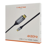 CABLETIME καλώδιο USB-C σε HDMI CT-CMHD2, 4K/60Hz, 1.8m, μαύρο - Image 3