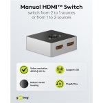 GOOBAY HDMI switch 58486, 2-in σε 1-out, 4K/60Hz, μαύρο - Image 4