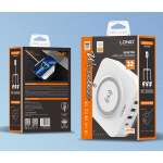 LDNIO σταθμός φόρτισης AW004, USB-C/3x USB/wireless, 32W, PD/QC, λευκός - Image 3