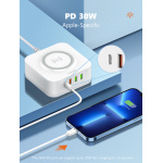 LDNIO σταθμός φόρτισης AW004, USB-C/3x USB/wireless, 32W, PD/QC, λευκός - Image 9