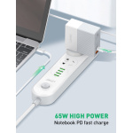 LDNIO φορτιστής τοίχου A2620C με καλώδιο, USB & USB-C, 65W PD, λευκός - Image 2