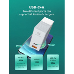 LDNIO φορτιστής τοίχου A2620C με καλώδιο, USB & USB-C, 65W PD, λευκός - Image 4