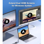 POWERTECH docking station CAB-UC083, 2 θυρών HDMI, USB-C, 4K, γκρι - Image 2