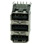 USB 2.0 Connector Triple, up, Silver/Black