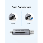 CABLETIME card reader CT-ACSD3-AG, SD/micro SD, USB/USB-C, 5Gbps, γκρι - Image 4