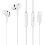 CELEBRAT earphones με μικρόφωνο D13, USB-C σύνδεση, Φ10mm, 1.2m, λευκά
