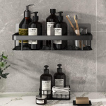 HOME USE ράφι τοίχου HUH-0162, αλουμινίου, 30x5x13cm, μαύρο - Image 2