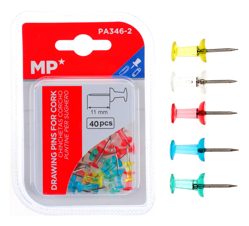 PA346-2 MP χρωματιστές πινέζες για πίνακα PA346-2, 11mm, 40τμχ - Image 1