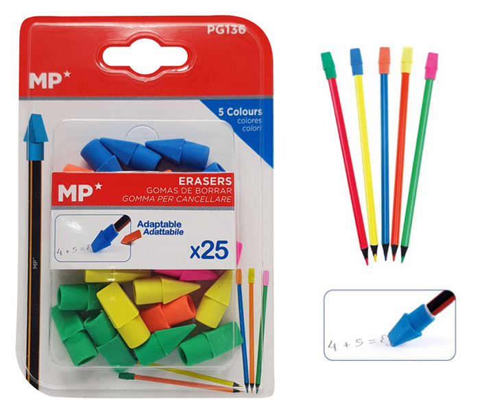 PG136 MP σετ γόμα καπάκι για μολύβι PG136, διάφορα χρώματα, 25τμχ - Image 1