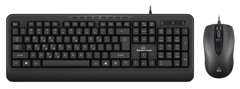 PT-1067 POWERTECH set ποντίκι & πληκτρολόγιο PT-1067, ενσύρματο, 1000DPI, μαύρο - Image 1